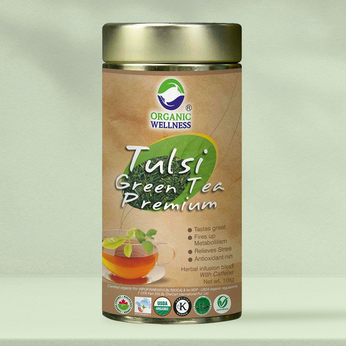 Organic Wellness Tulsi Green Tea Premium 100 grams Tin Pack